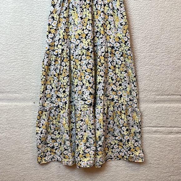 Social Standard by Sanctuary Womens Yellow Flowers Tiered Maxi Dress SIZE MEDIUM - Picture 3 of 7